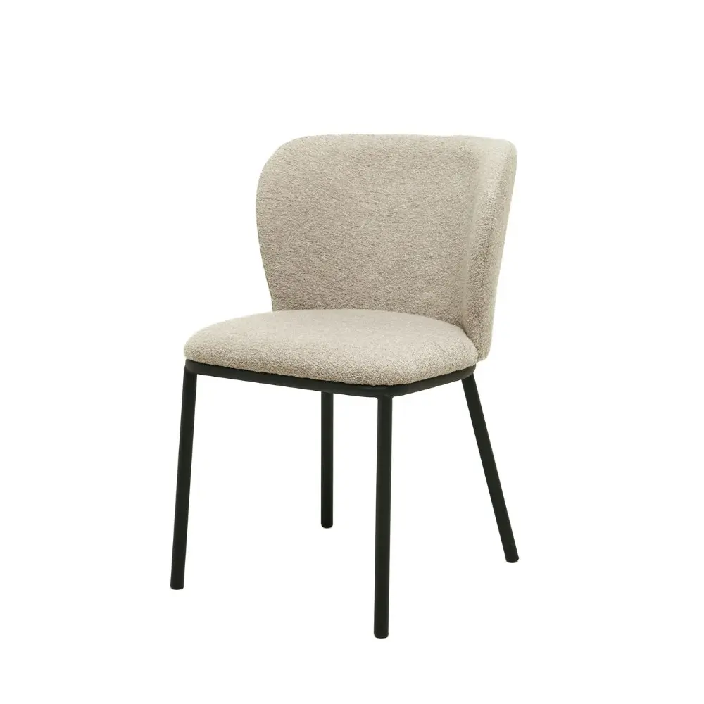 Raimon Furniture Set Of 2 Carmen Modern Boucle Fabric Kitchen Dining Chair Metal Legs - Latte