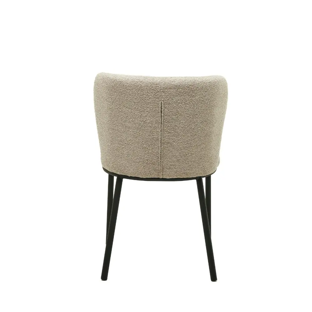 Raimon Furniture Set Of 2 Carmen Modern Boucle Fabric Kitchen Dining Chair Metal Legs - Latte