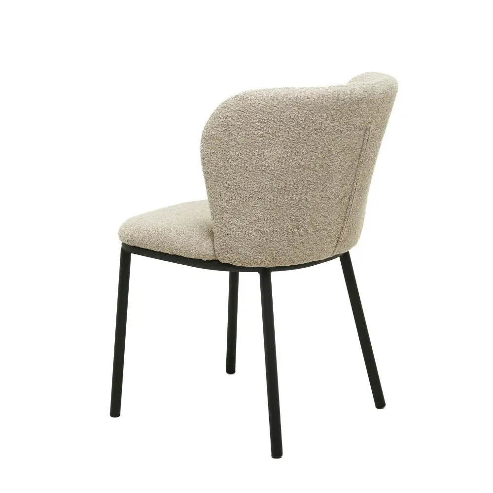 Raimon Furniture Set Of 2 Carmen Modern Boucle Fabric Kitchen Dining Chair Metal Legs - Latte