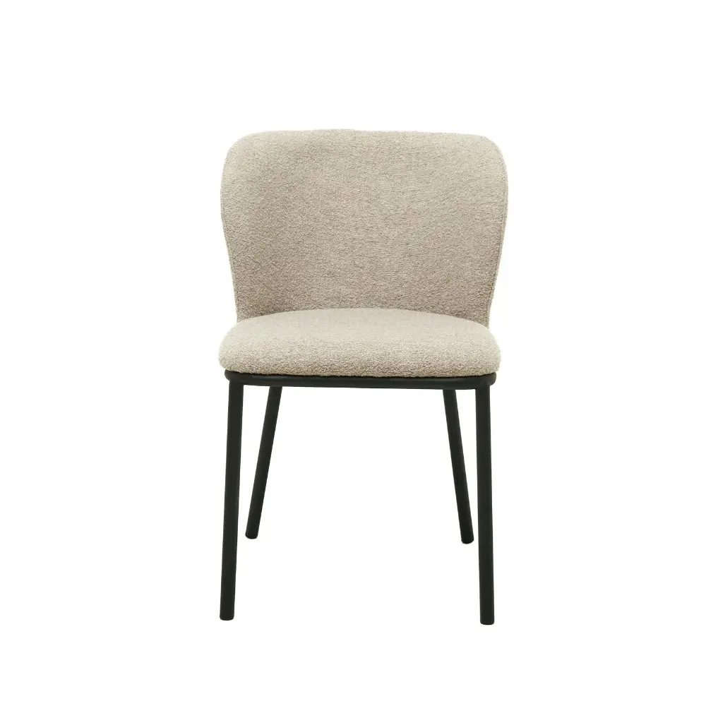 Raimon Furniture Set Of 2 Carmen Modern Boucle Fabric Kitchen Dining Chair Metal Legs - Latte