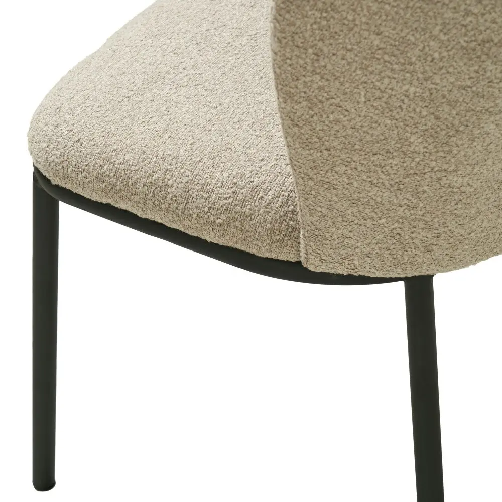 Raimon Furniture Set Of 2 Carmen Modern Boucle Fabric Kitchen Dining Chair Metal Legs - Latte