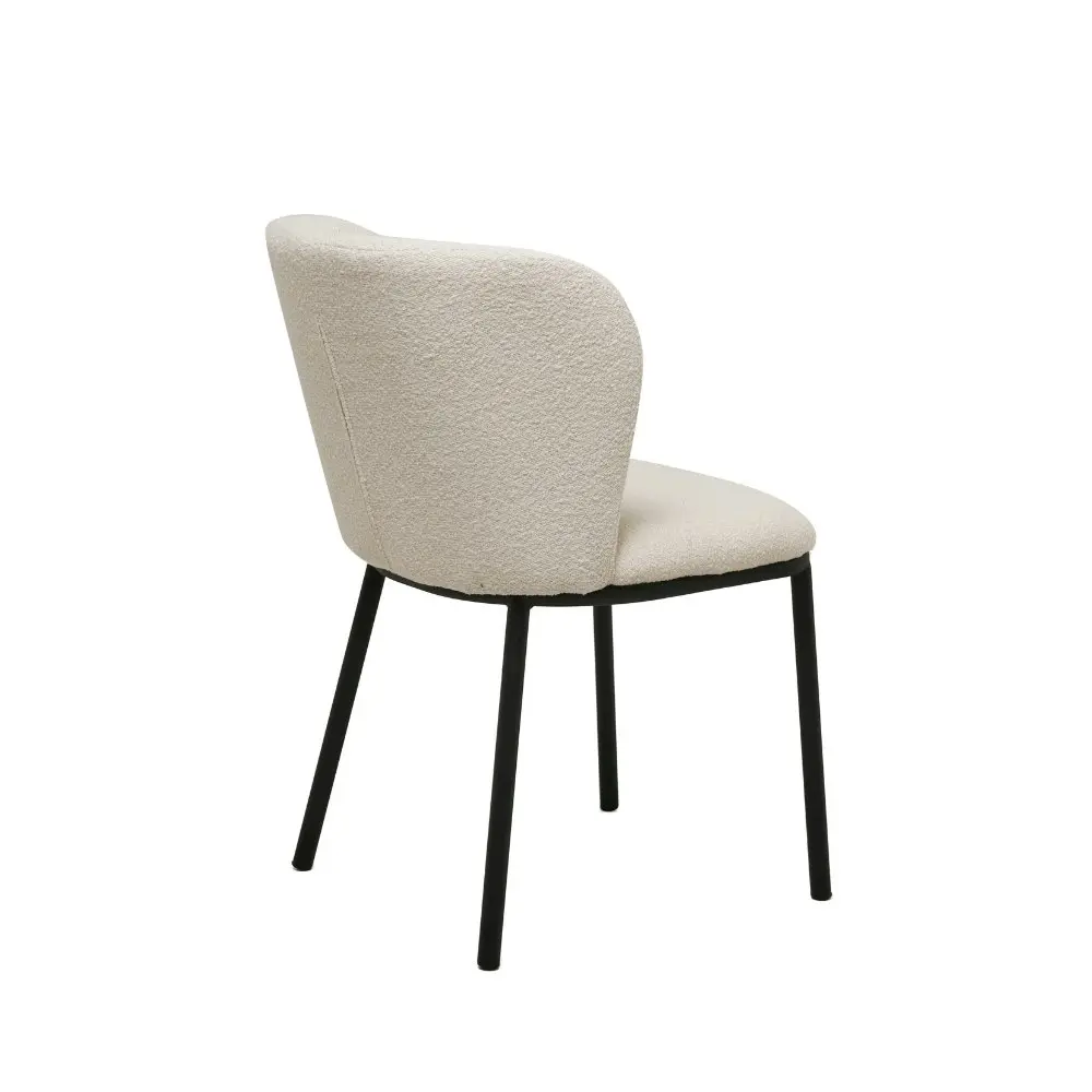 Raimon Furniture Set Of 2 Carmen Modern Boucle Fabric Kitchen Dining Chair Metal Legs - White