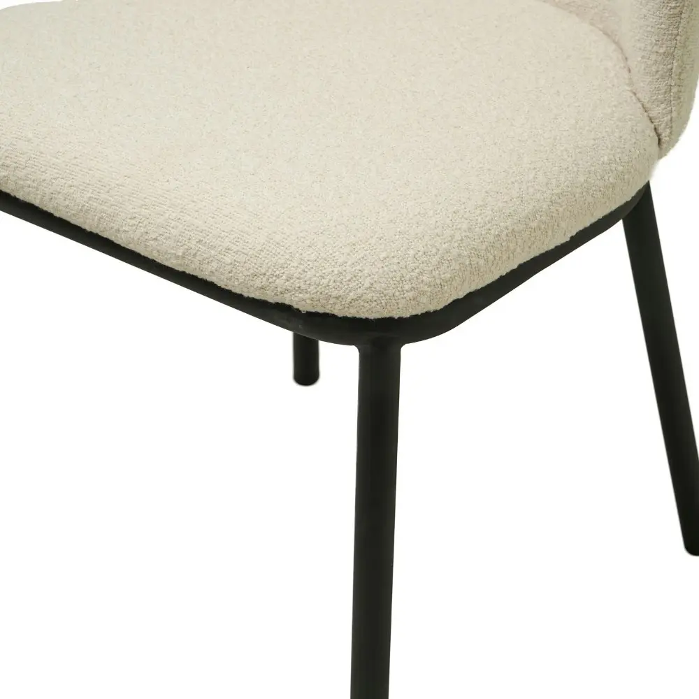 Raimon Furniture Set Of 2 Carmen Modern Boucle Fabric Kitchen Dining Chair Metal Legs - White