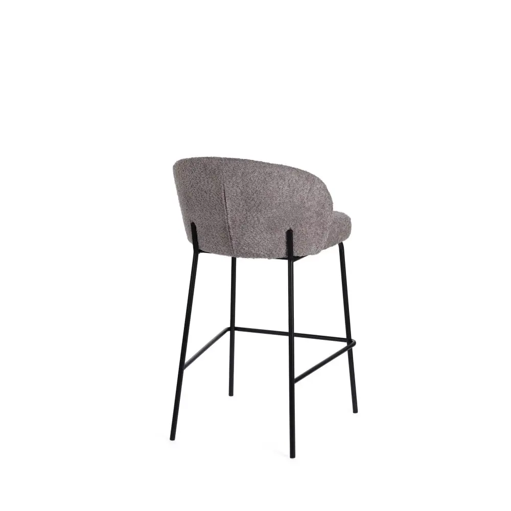 Raimon Furniture Set Of 2 Chiara Boucle Fabric Kitchen Counter Bar Stools 66cm Metal Frame - Pewter