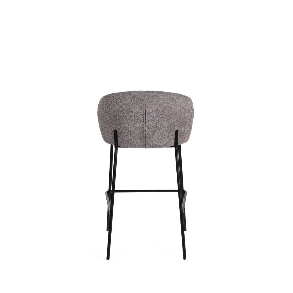 Raimon Furniture Set Of 2 Chiara Boucle Fabric Kitchen Counter Bar Stools 66cm Metal Frame - Pewter