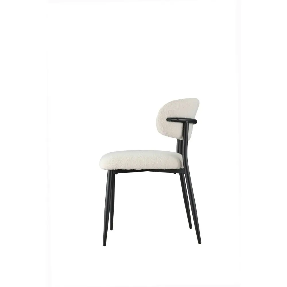 Raimon Furniture Set Of 2 Amalia Boucle Fabric  Kitchen Dining Side Chair Metal Frame - Off White