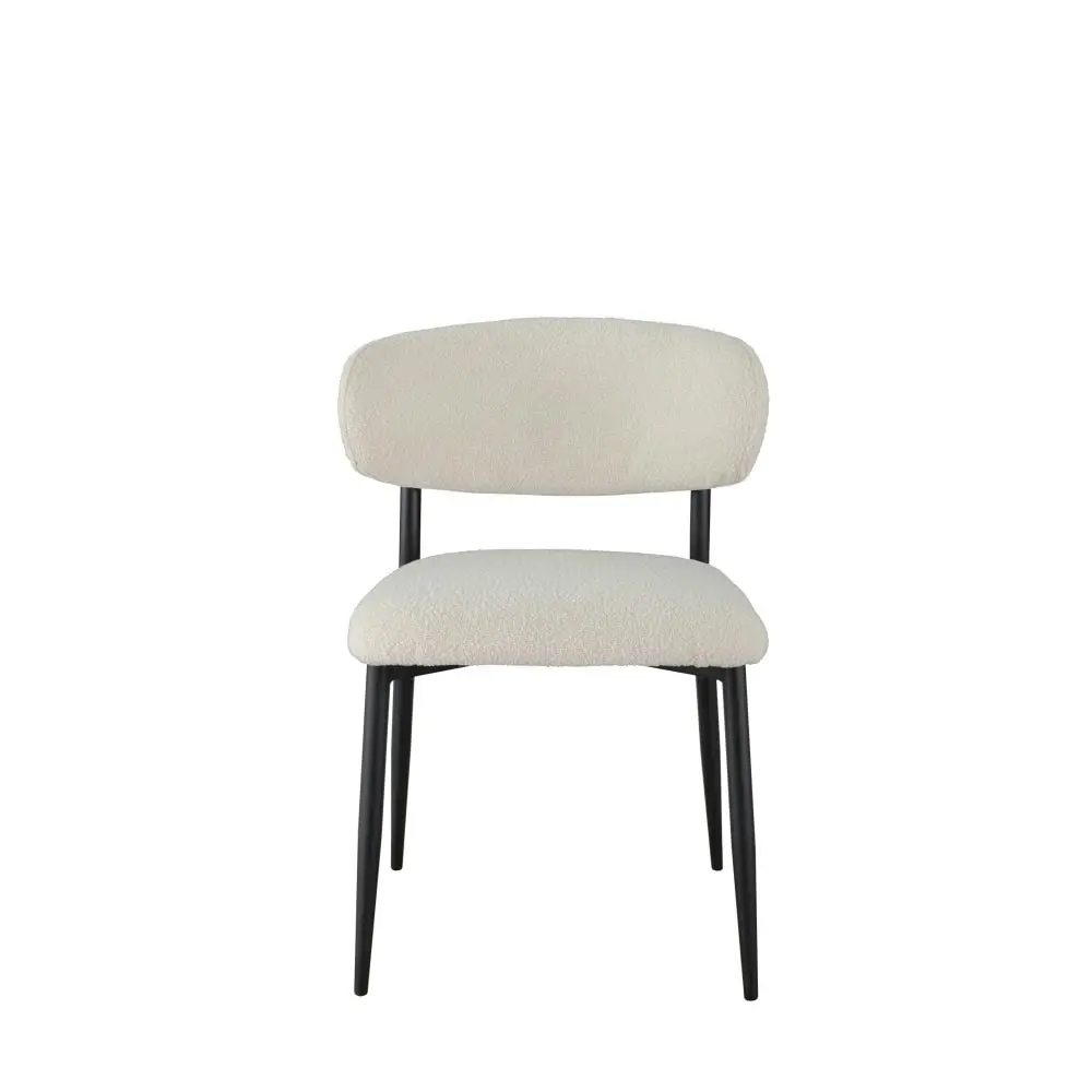 Raimon Furniture Set Of 2 Amalia Boucle Fabric  Kitchen Dining Side Chair Metal Frame - Off White