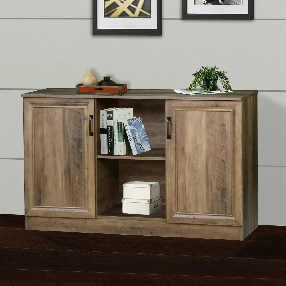 Maestro Furniture Dallas Wooden 2-Door Sideboard Buffet Unit Storage Cabinet Rustic Oak