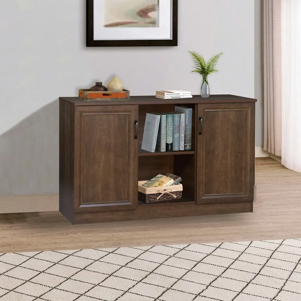 Maestro Furniture Dallas Wooden 2-Door Sideboard Buffet Unit Storage Cabinet Dark Walnut