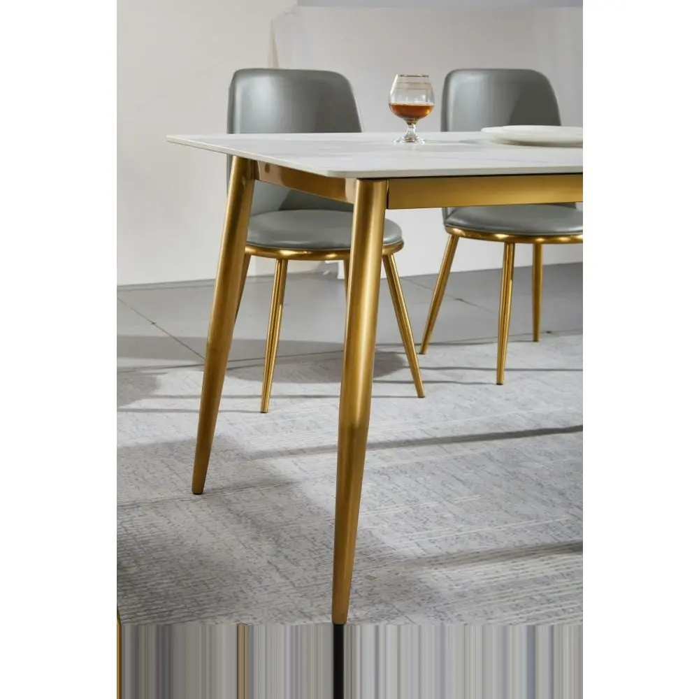 Our Home Eniko Rectangular Sintered Stone Dining Table 160cm - Gold & White