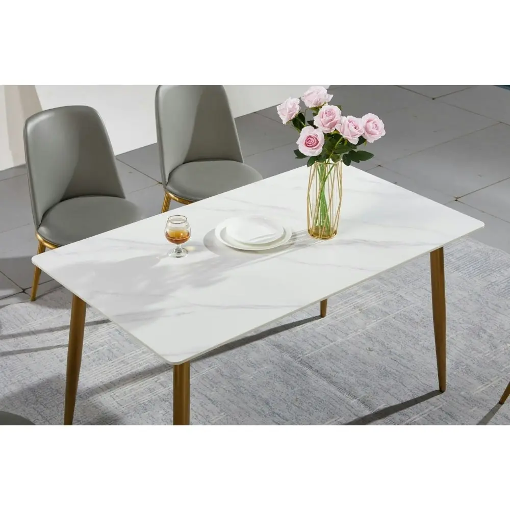 Our Home Eniko Rectangular Sintered Stone Dining Table 160cm - Gold & White