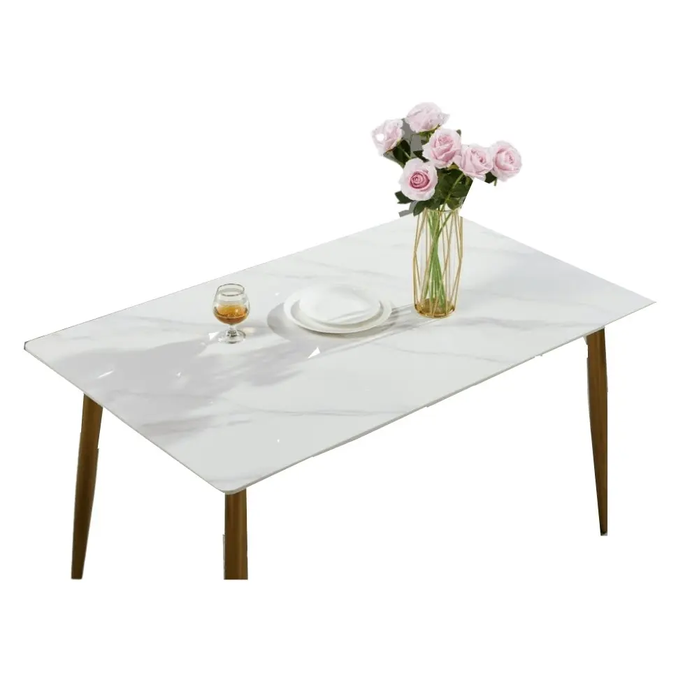 Our Home Eniko Rectangular Sintered Stone Dining Table 160cm - Gold & White