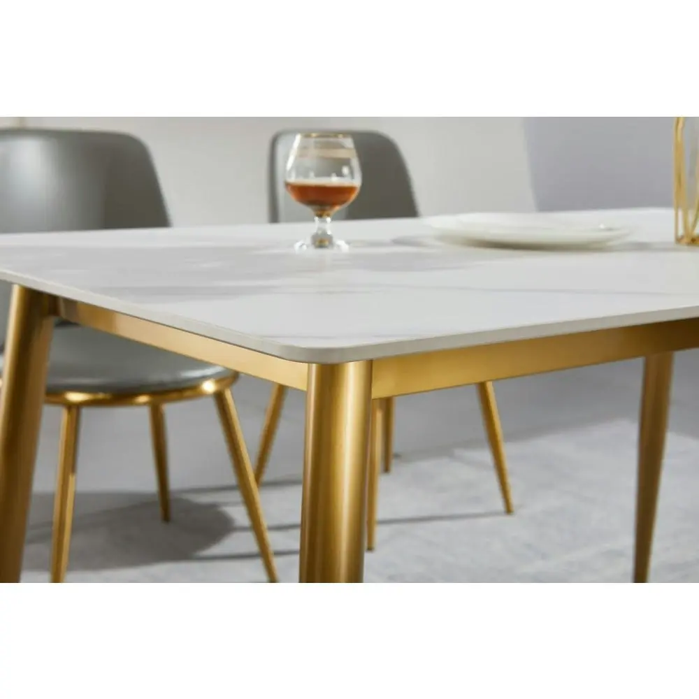 Our Home Eniko Rectangular Sintered Stone Dining Table 160cm - Gold & White