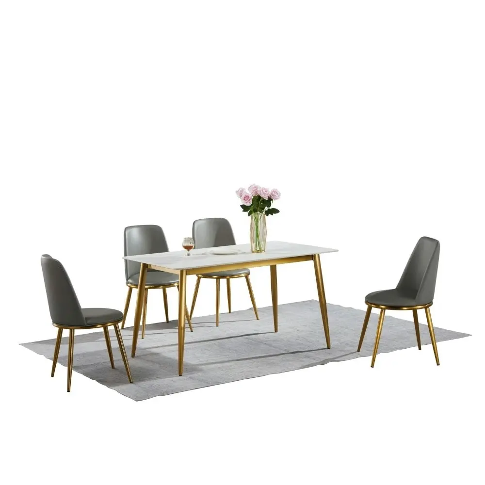 Our Home Eniko Rectangular Sintered Stone Dining Table 160cm - Gold & White