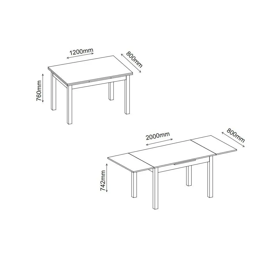 Design Square Vernon Wooden Extendable Kitchen Dining Table Extendable 120-200cm Oak