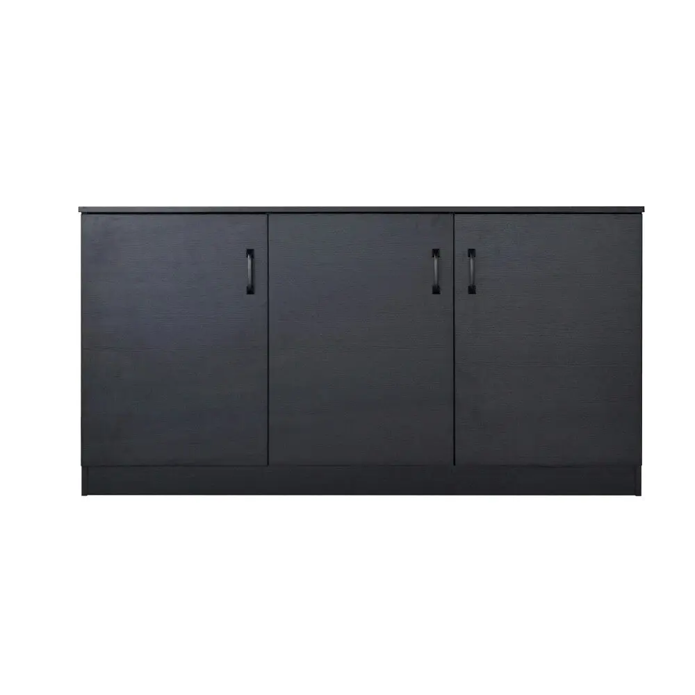 Maestro Furniture Dallas Large Wooden 3-Door Sideboard Buffet Unit Storage Cabinet Black Oak