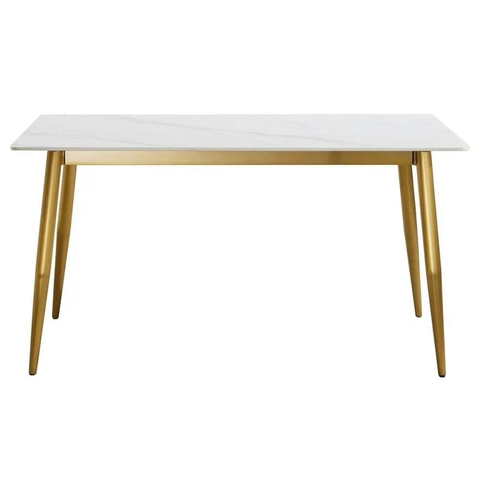 Our Home Eniko Rectangular Sintered Stone Dining Table 130cm - Gold & White