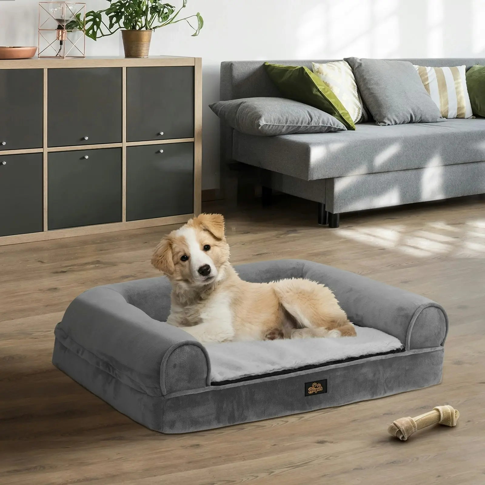 Alopet Pet Calming Bed Memory Foam Dog Orthopedic Sofa Removable Cover Extra Extra Large