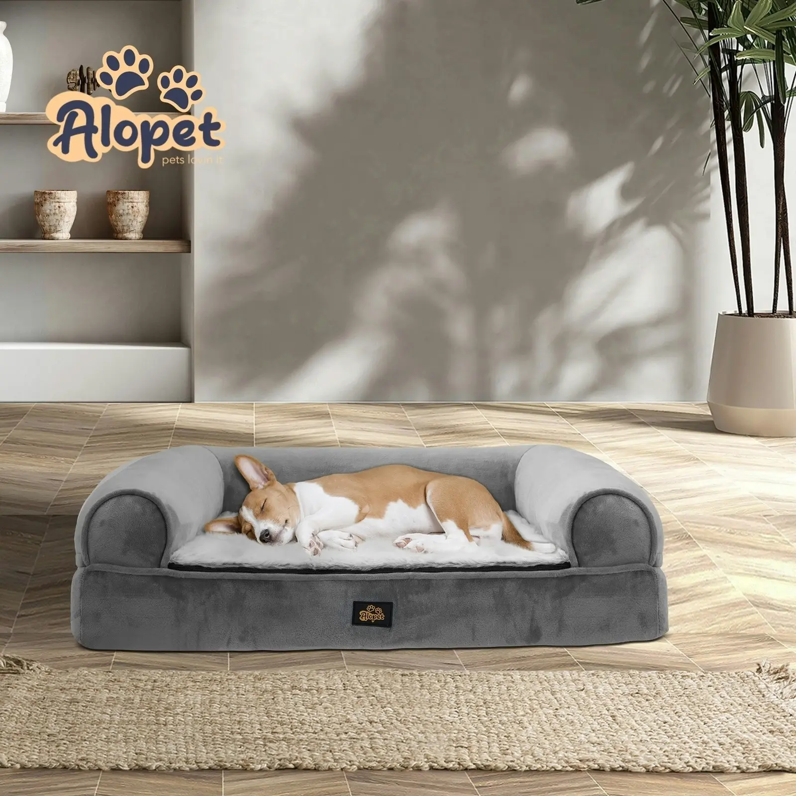 Alopet Dog Calming Bed Pet Orthopedic Memory Foam Sofa Washable Removable Cover Extra Large