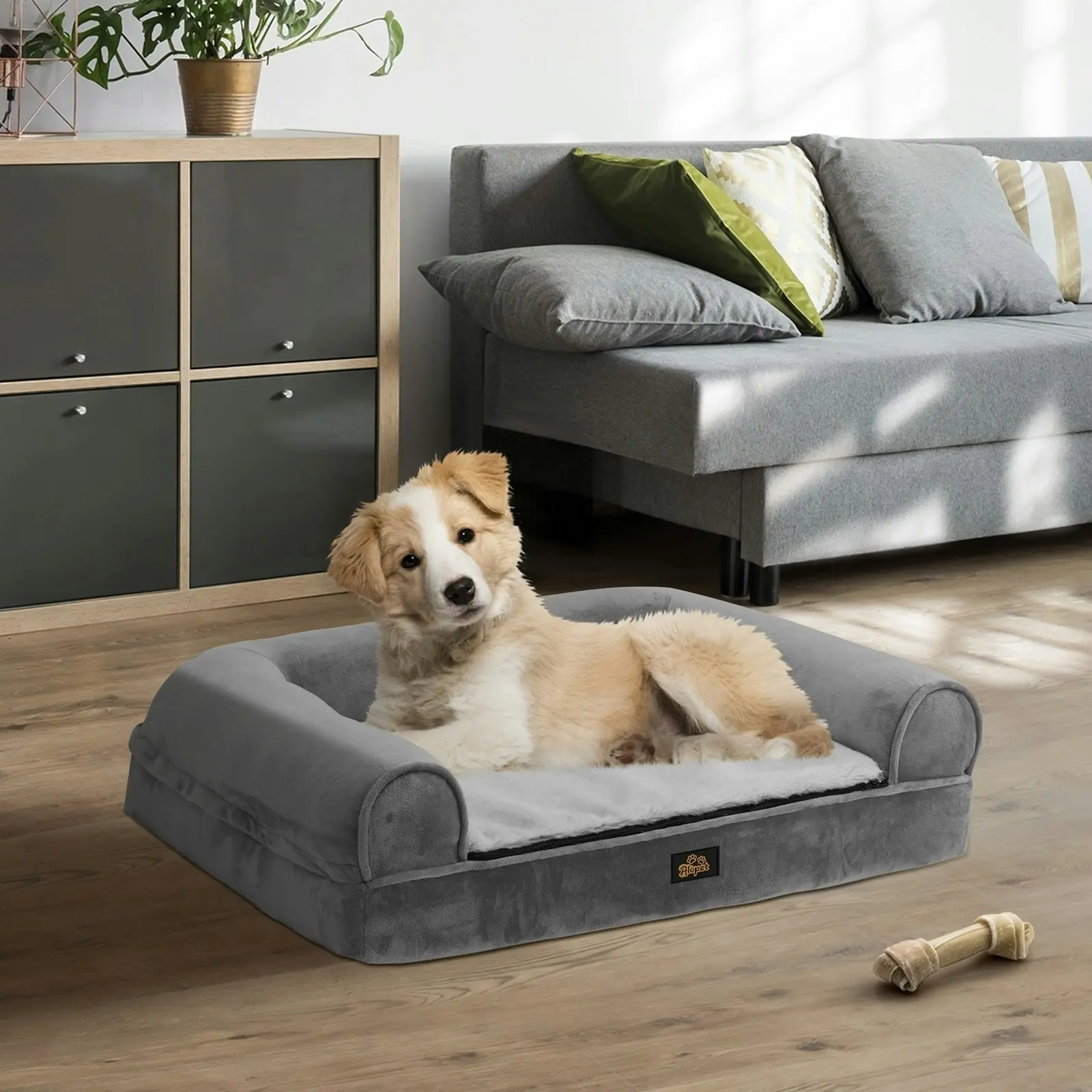 Alopet Pet Dog Calming Bed Memory Foam Orthopedic Cat Sofa Removable Cover Medium