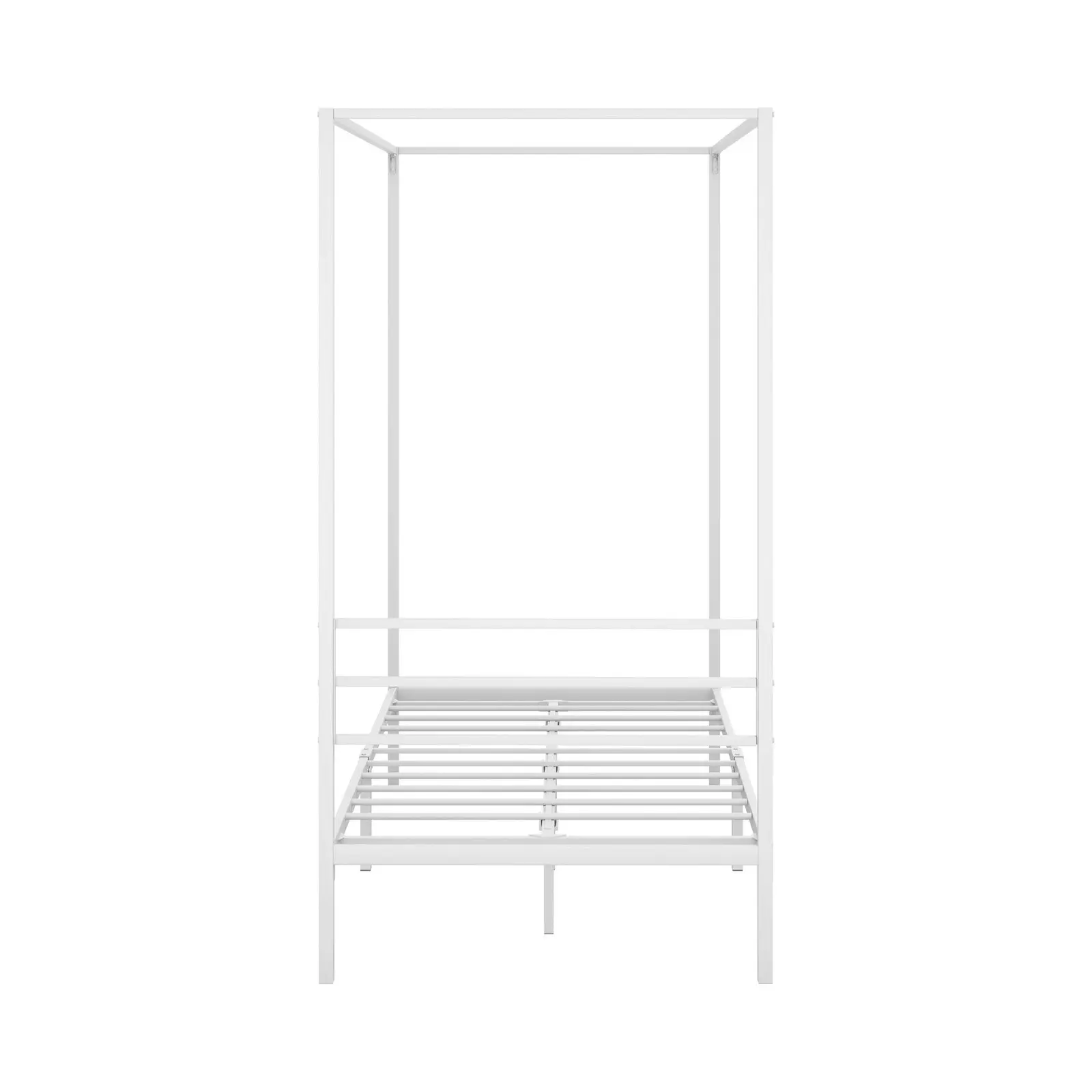 Oikiture Metal Canopy Bed Frame Single Size Beds Platform White