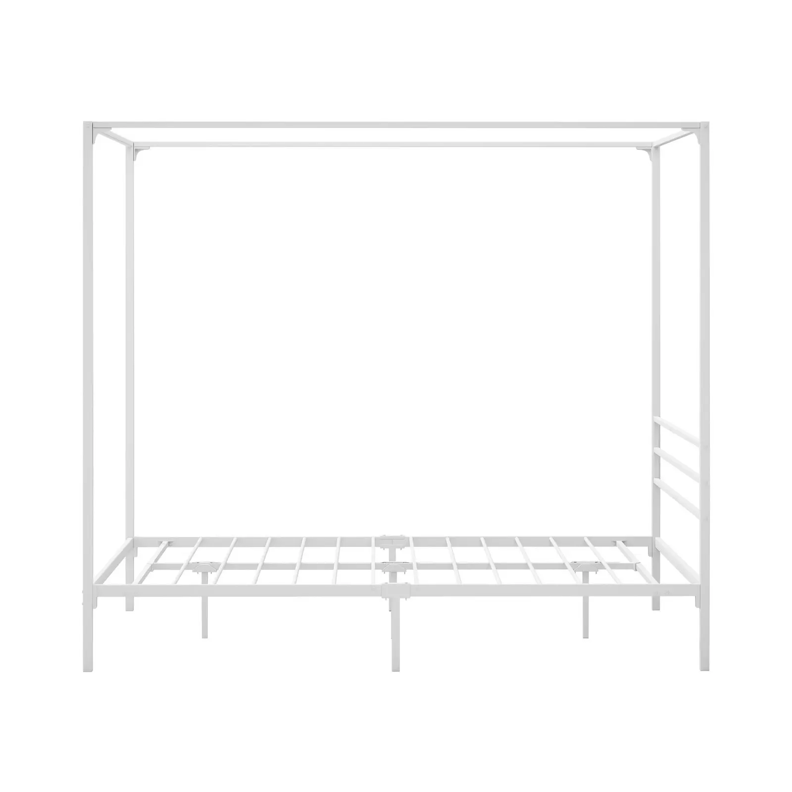 Oikiture Metal Canopy Bed Frame Queen Size Beds Platform White