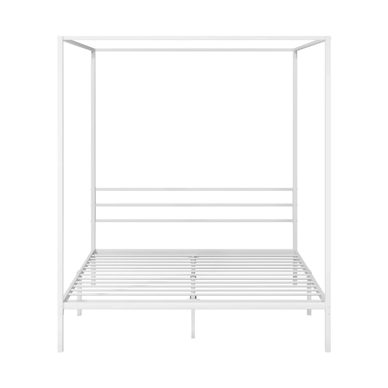 Oikiture Metal Canopy Bed Frame Queen Size Beds Platform White