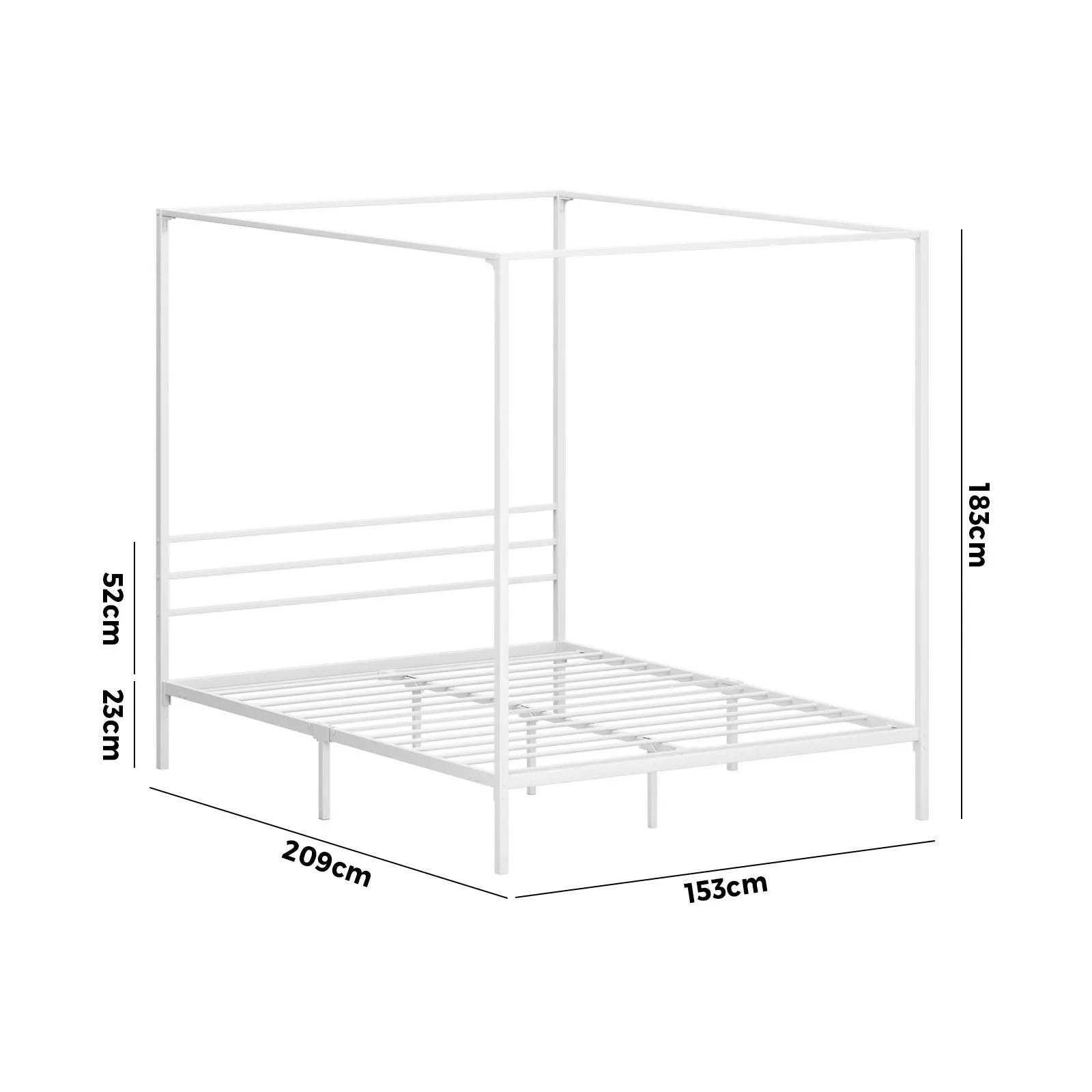 Oikiture Metal Canopy Bed Frame Queen Size Beds Platform White