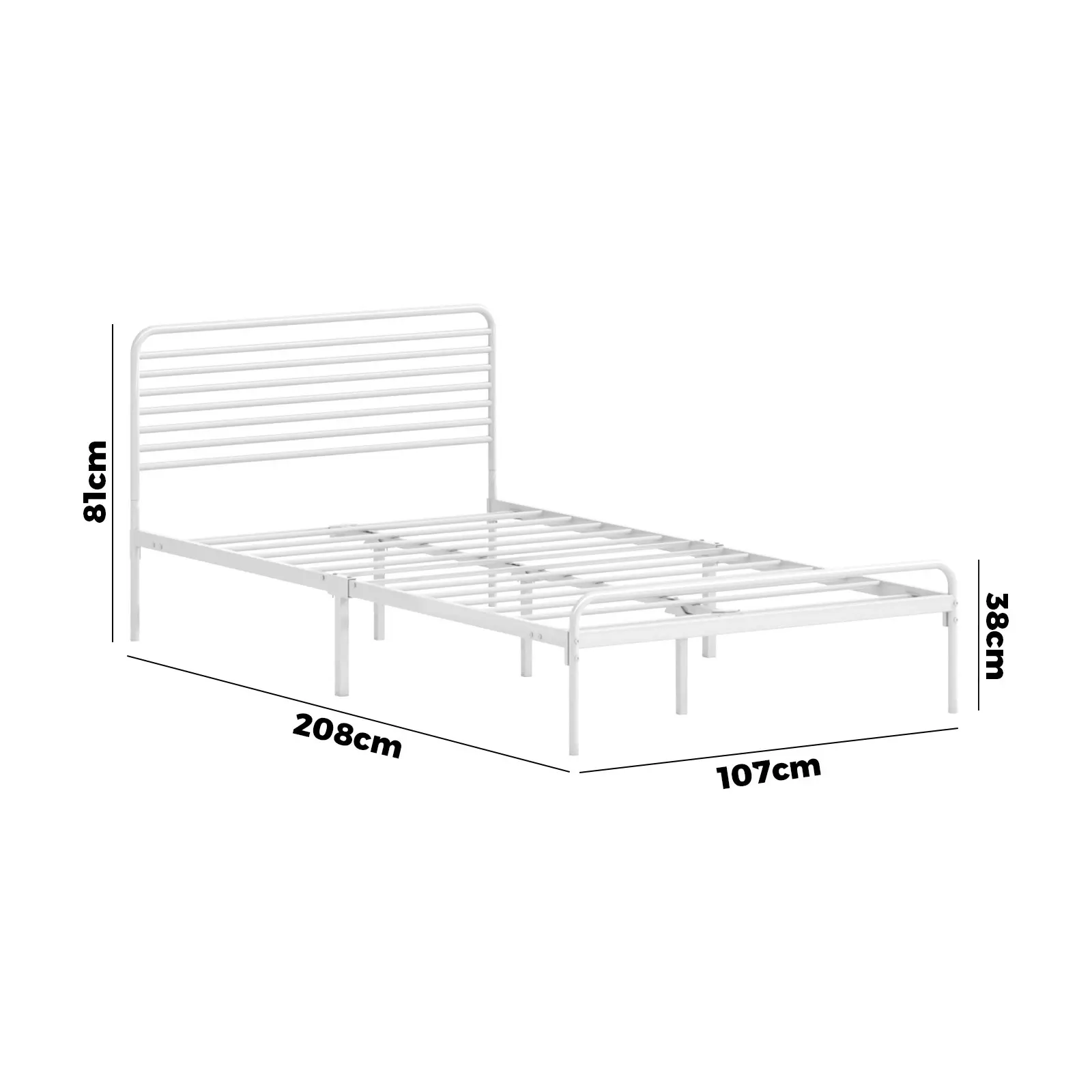 Oikiture Metal Bed Frame King Single Bed Base Beds Platform White