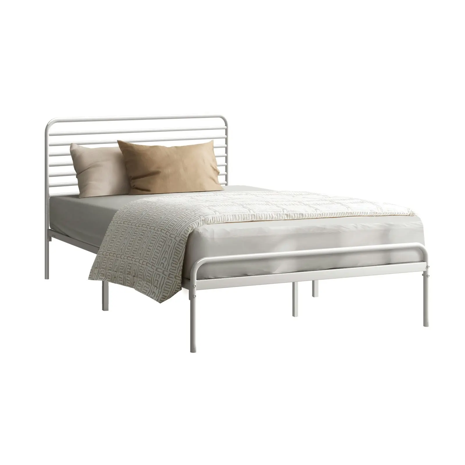 Oikiture Metal Bed Frame King Single Bed Base Beds Platform White