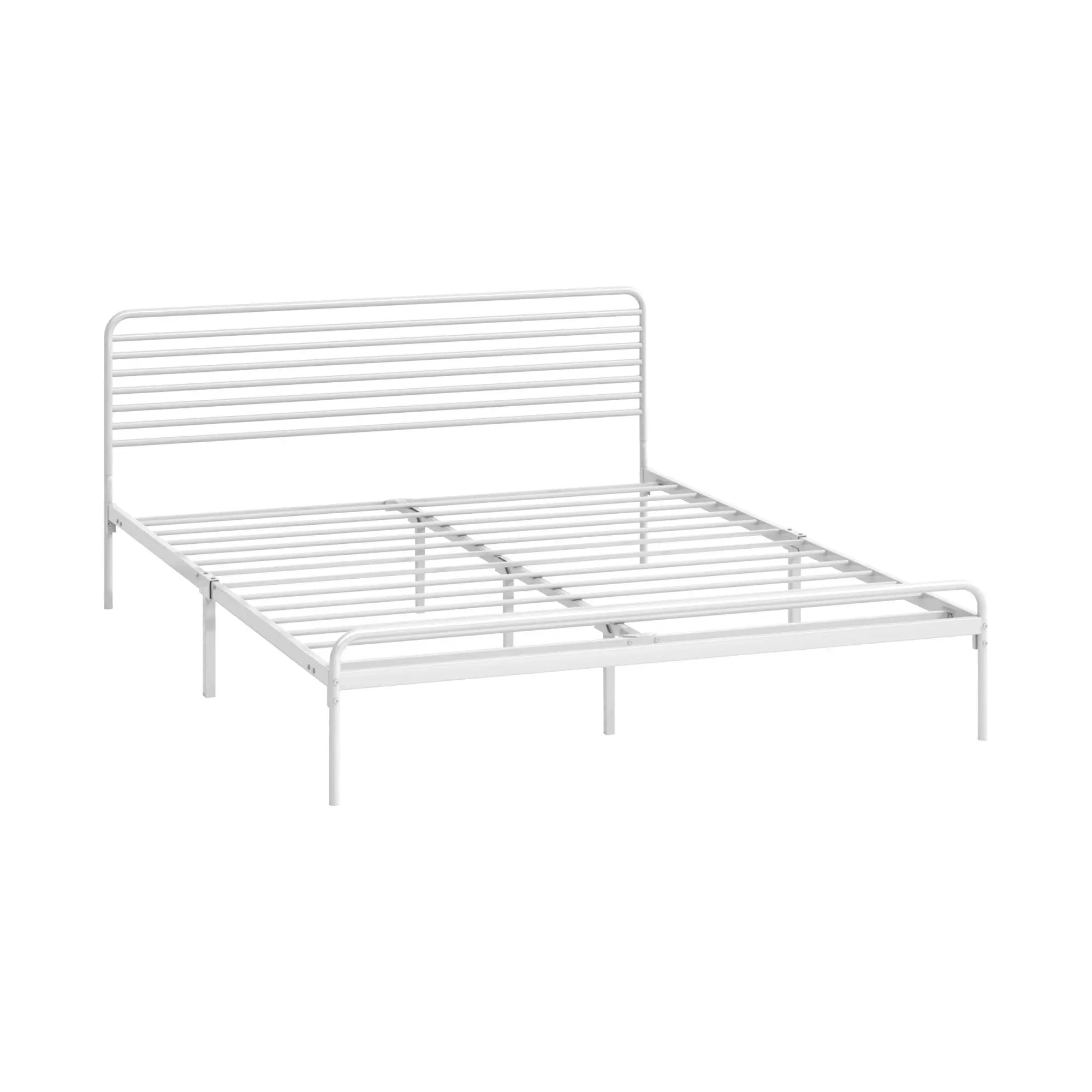 Oikiture Metal Bed Frame Queen Size Bed Base Beds Platform White