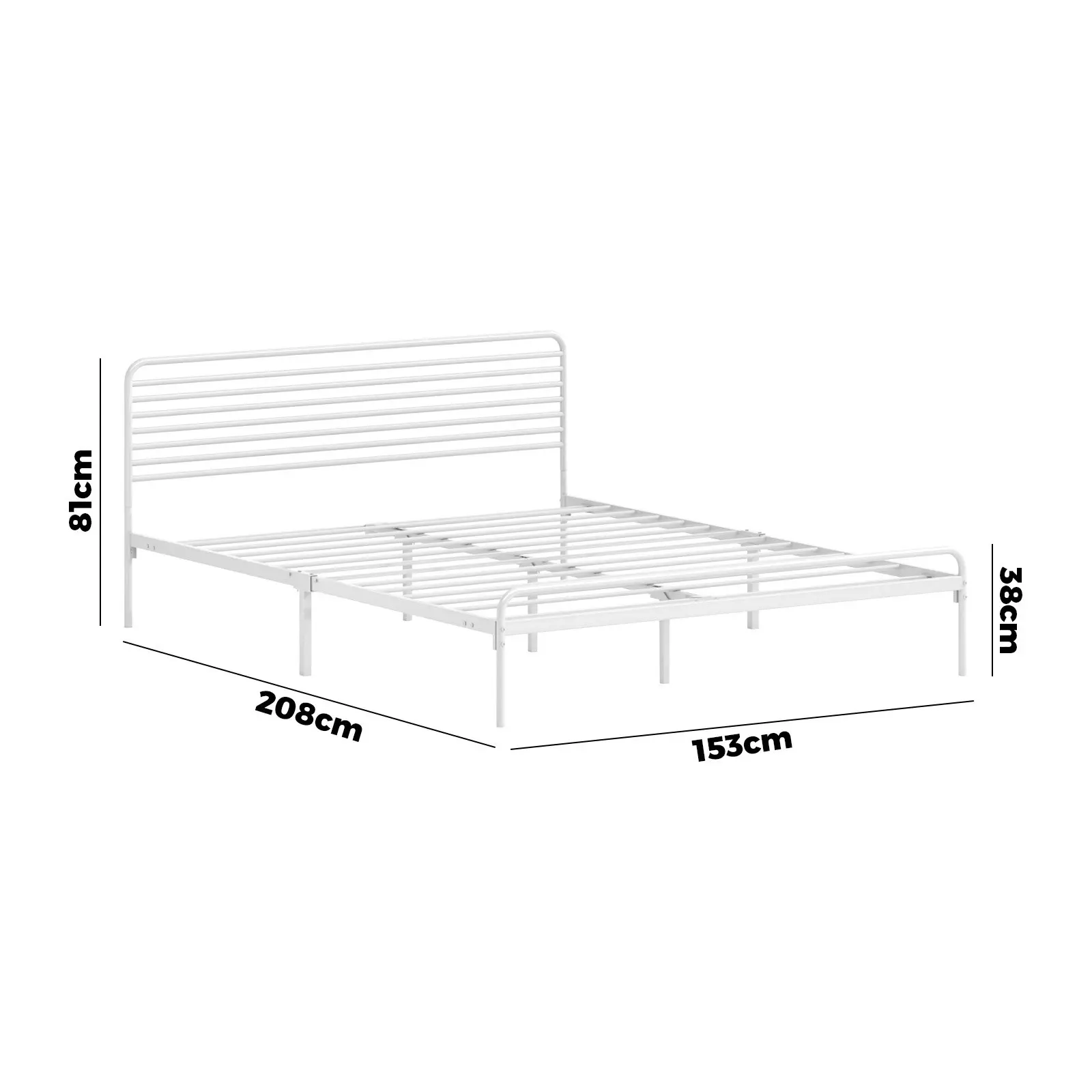 Oikiture Metal Bed Frame Queen Size Bed Base Beds Platform White