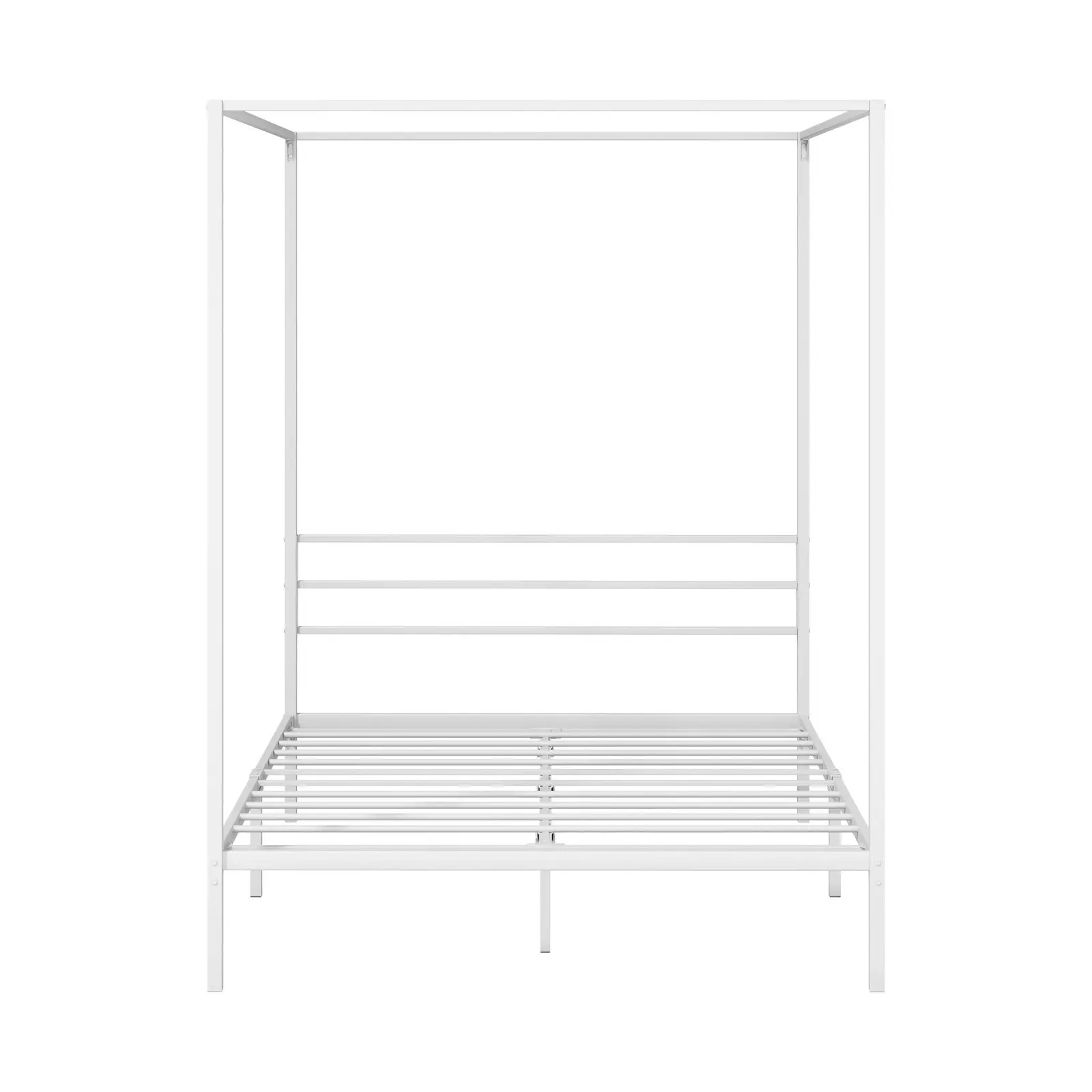 Oikiture Metal Canopy Bed Frame Double Size Beds Platform White