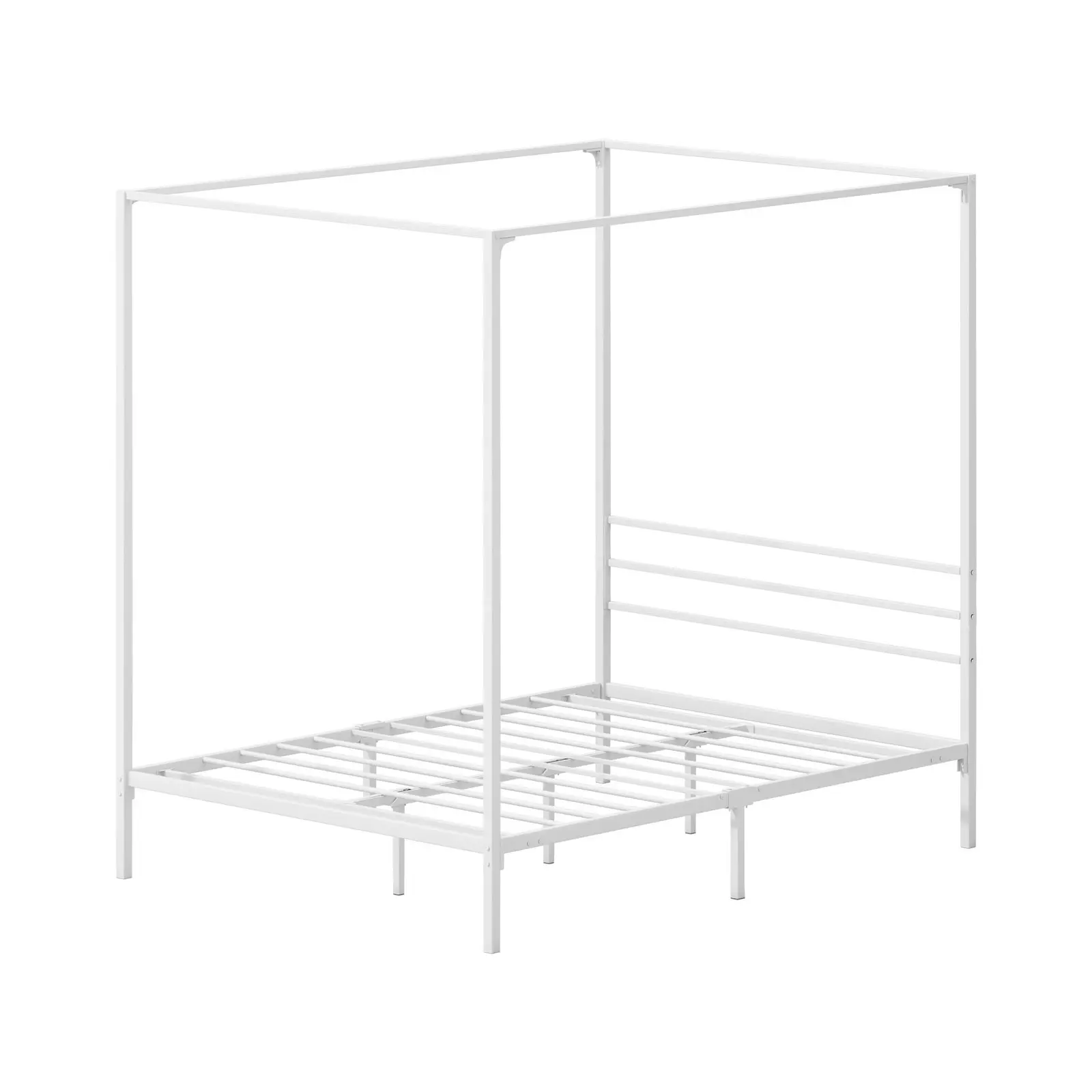 Oikiture Metal Canopy Bed Frame Double Size Beds Platform White