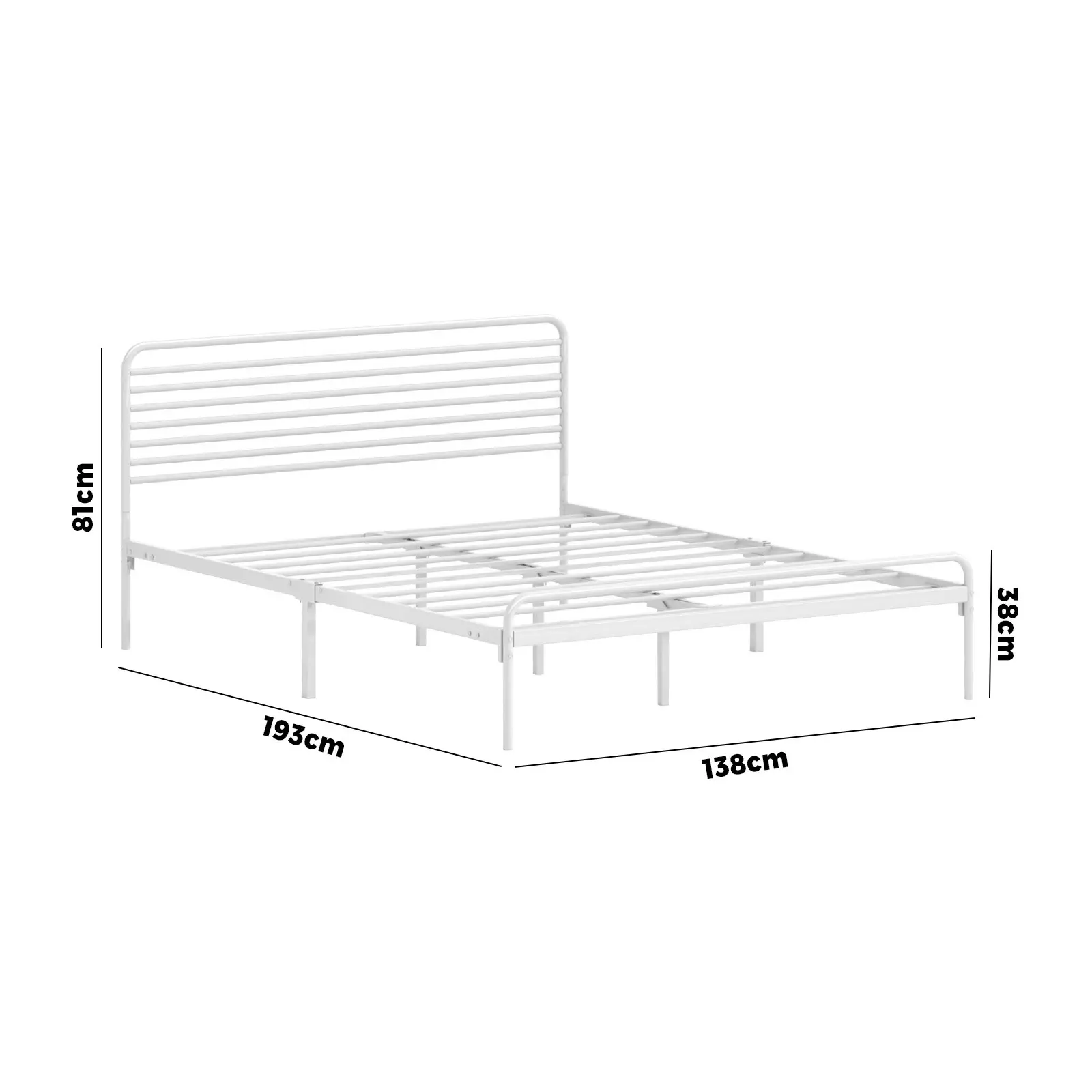 Oikiture Metal Bed Frame Double Size Bed Base Beds Platform White