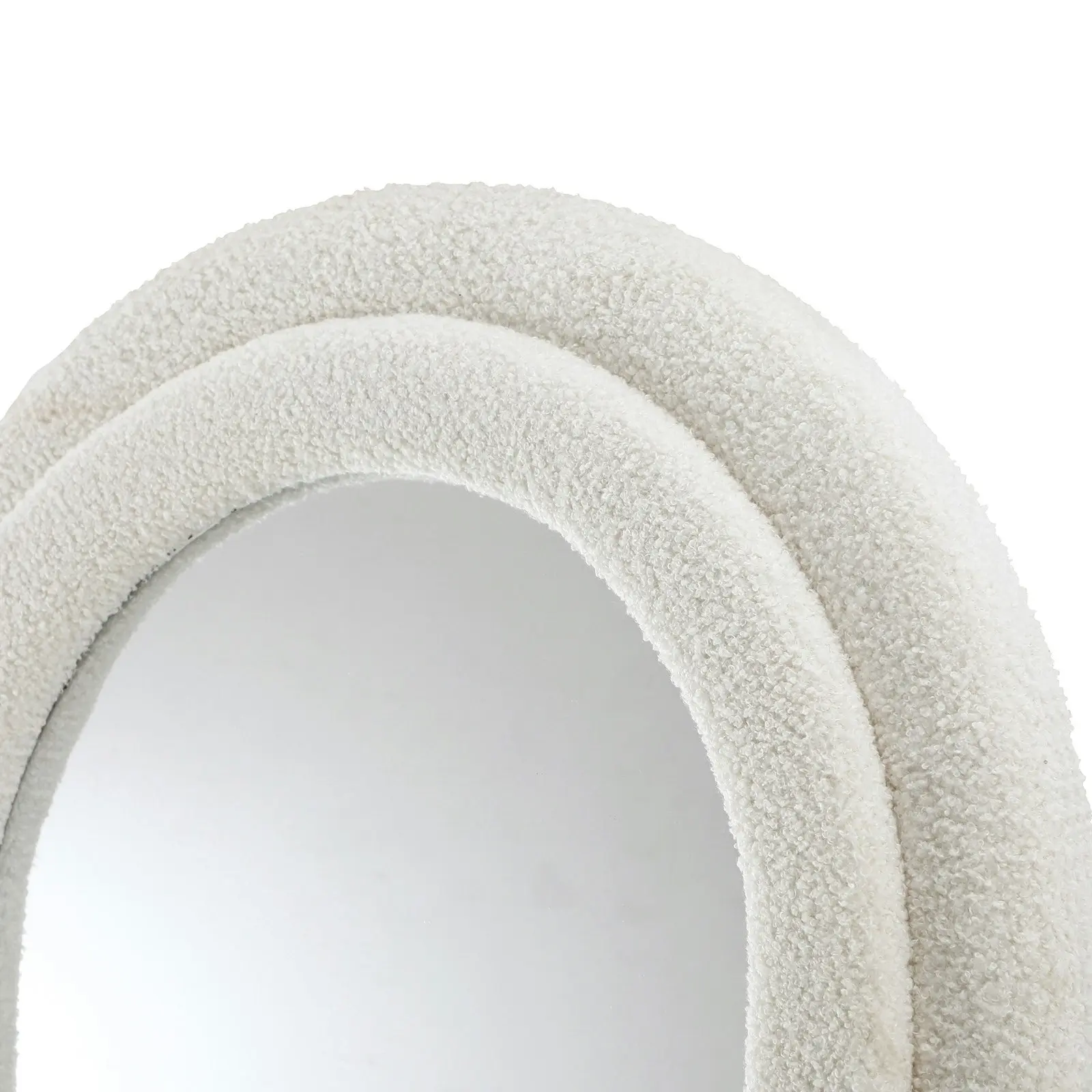 Oikiture Full Length Mirror 160x60cm White Boucle Floor Standing Dressing Mirrors Bedroom