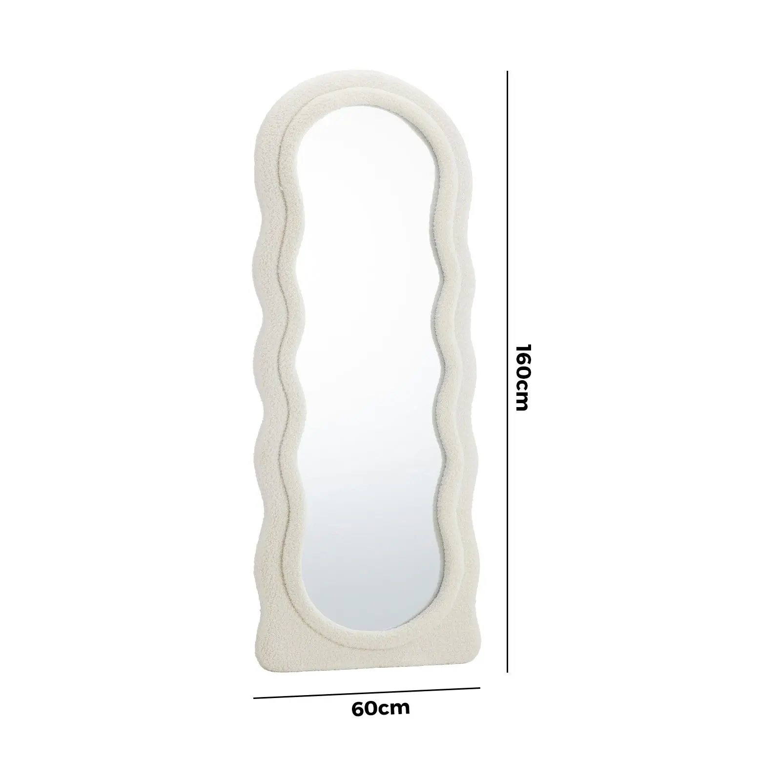 Oikiture 160x60cm Full Length Mirror Boucle Frame Floor Standing Mirrors Dressing Makeup