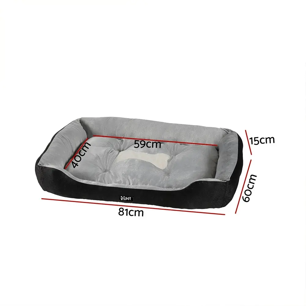 i.Pet Pet Bed Dog Cat Calming Soft Sleeping Comfy Plush Mat Cave Washable Black