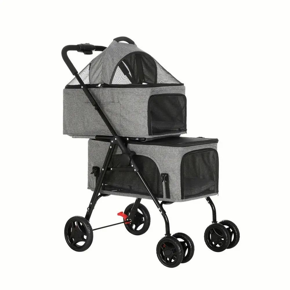 i.Pet Pet Stroller 2-tier Dog Pram Large Cat Carrier Travel Pushchair Foldable