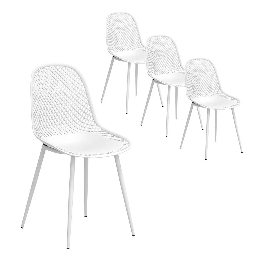 Gardeon 4PC Outdoor Dining Chairs PP Lounge Chair Patio Garden Furniture White