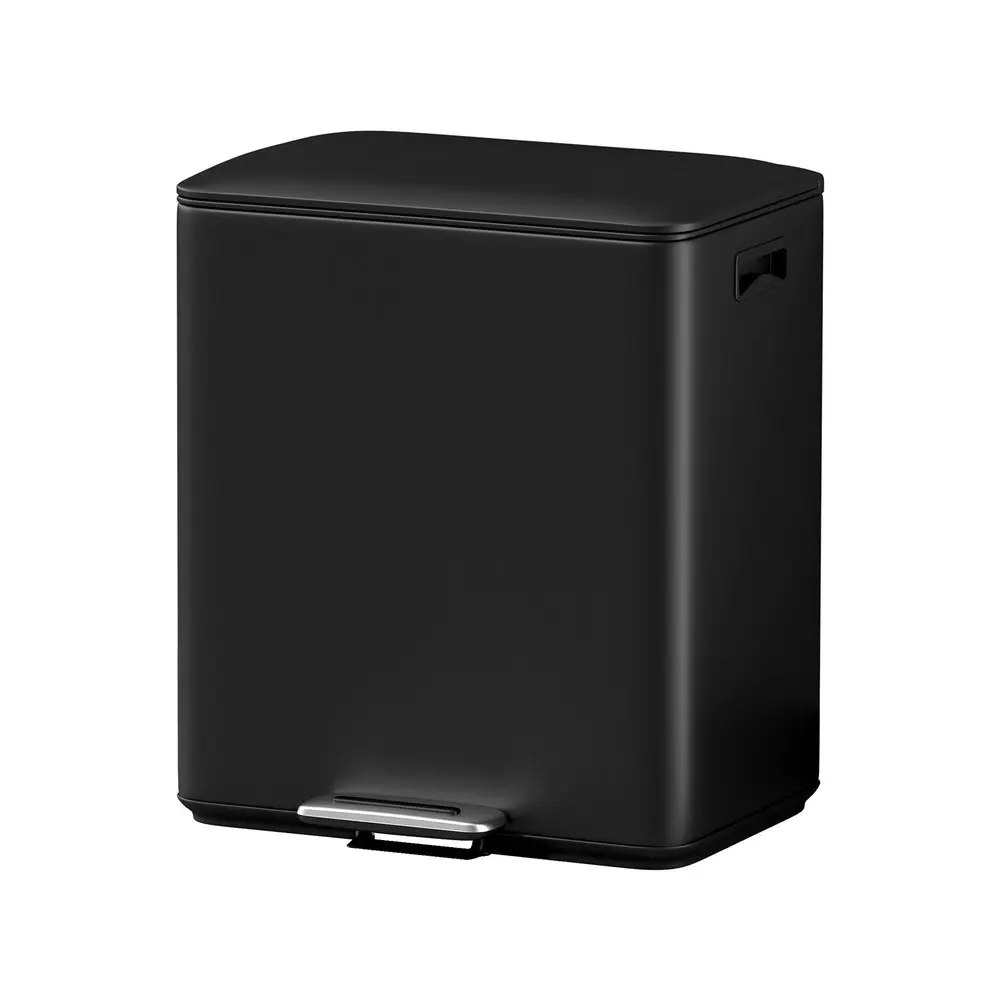 Cefito Pedal Bins Rubbish Bin Dual Compartment Waste Recycle Dustbins 40L Black