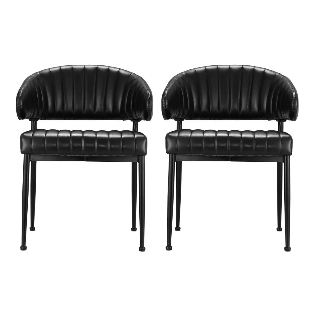 Artiss Dining Chairs Set of 2 Leather Hollow Armchair Black