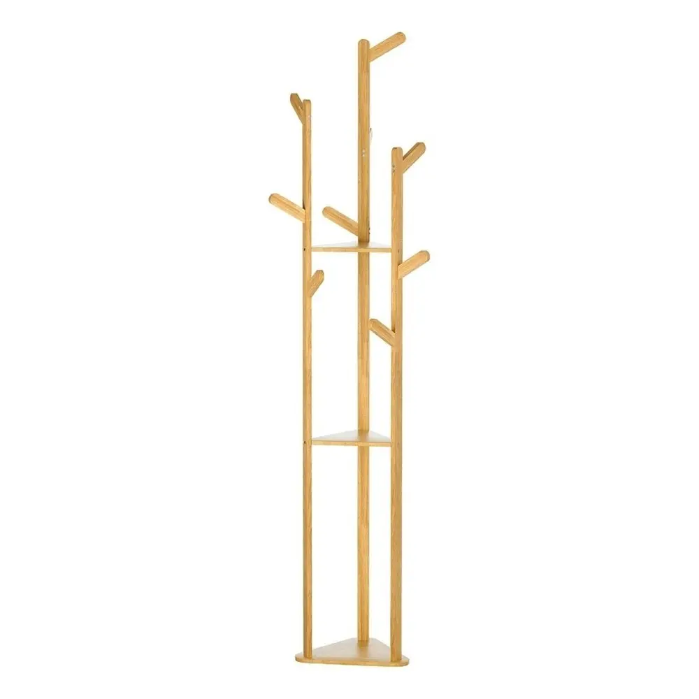 Artiss Clothes Rack Coat Stand 9 Hooks Tree Shelf Bamboo