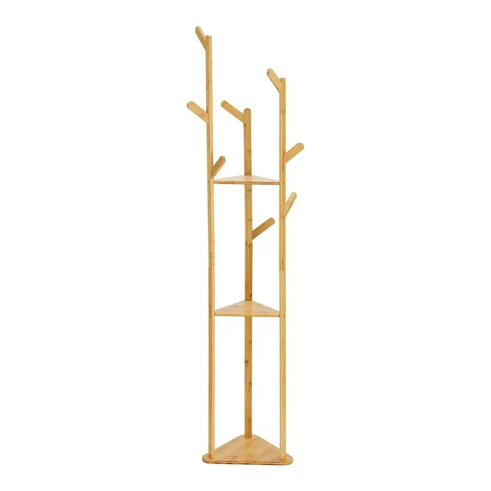 Artiss Clothes Rack Coat Stand 9 Hooks Tree Shelf Bamboo