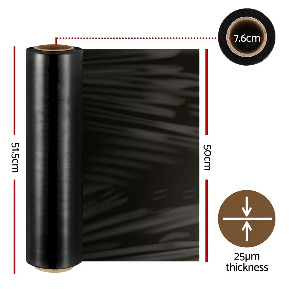 500mm x 400m Stretch Film Pallet Shrink Wrap 5 Rolls Package Use Plastic Black