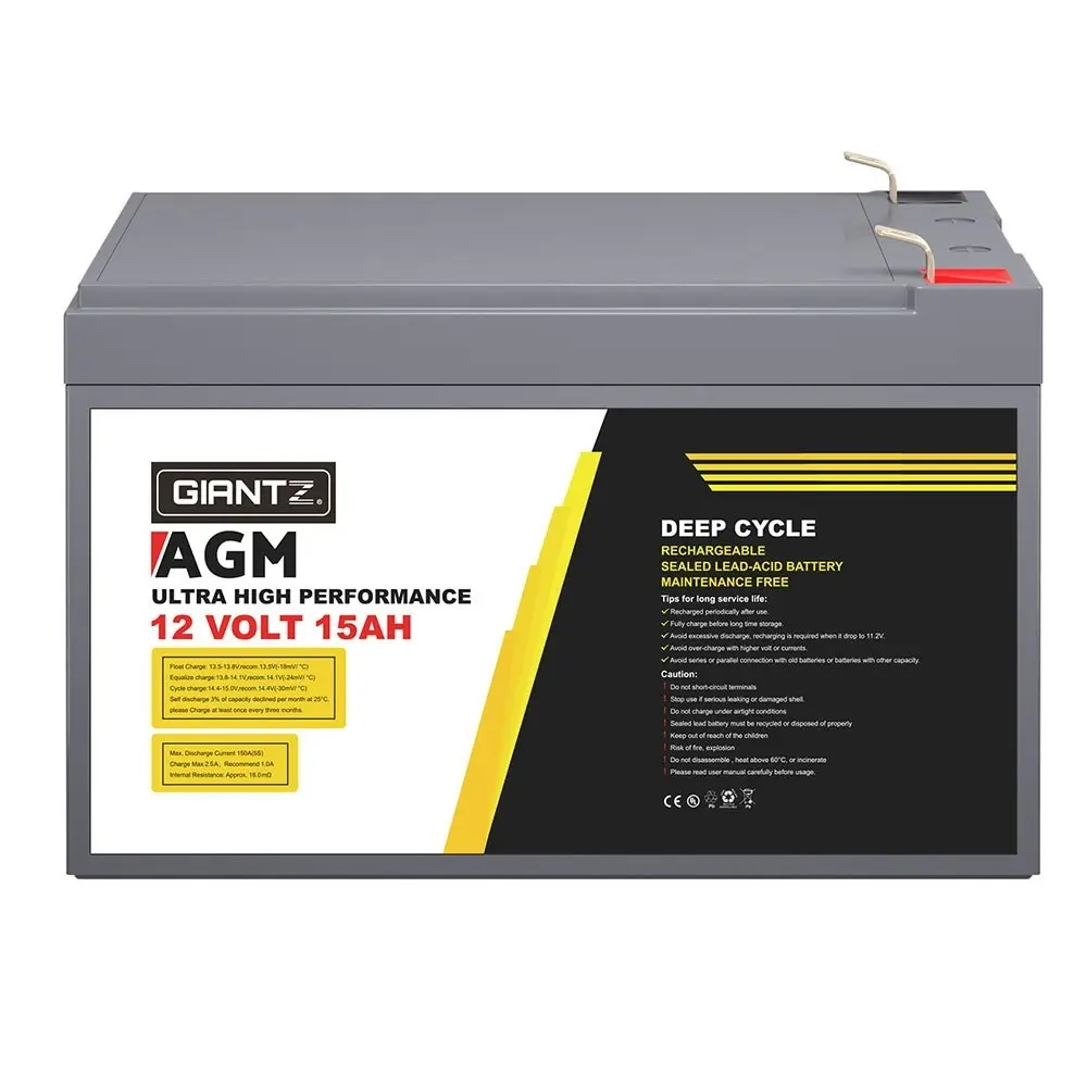 Giantz AGM Battery 12V 15Ah Deep Cycle Box Portable Solar Caravan Camping