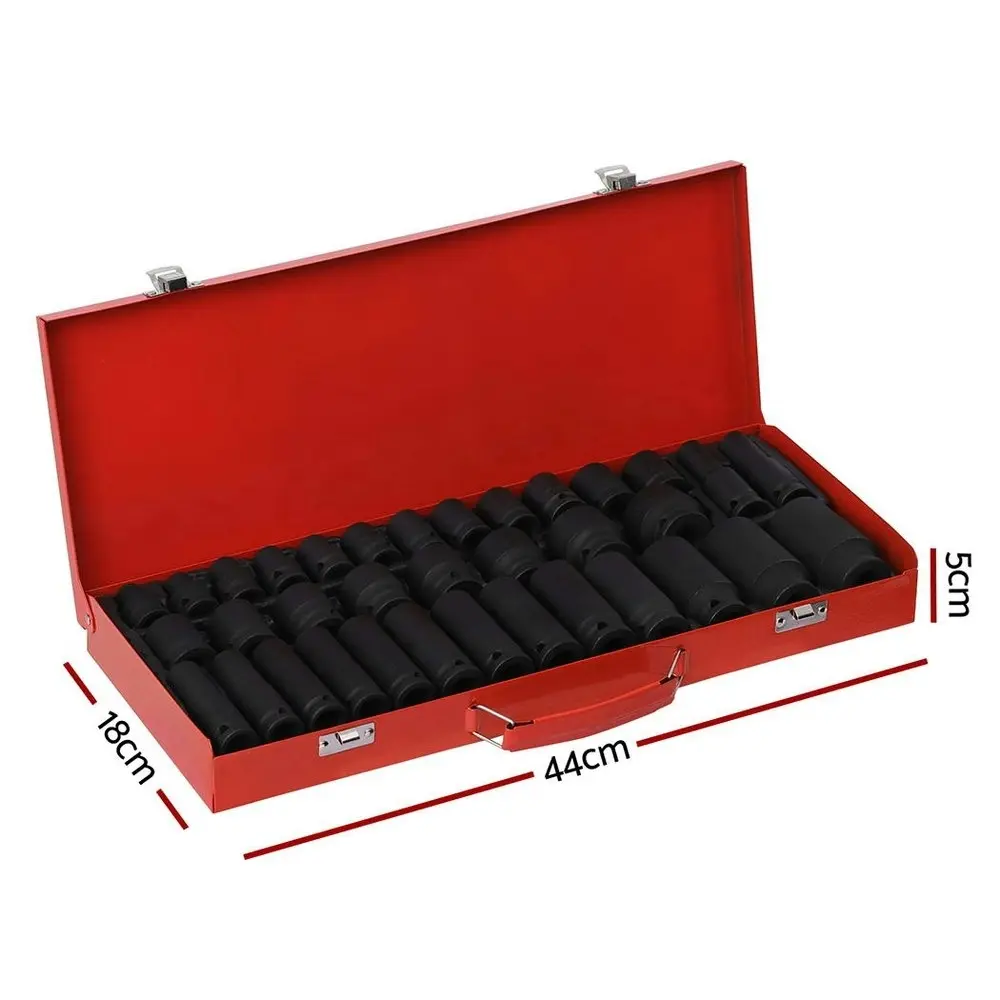 Giantz 35pcs 1/2" Drive Impact Socket Set Metric 8-32mm with Case