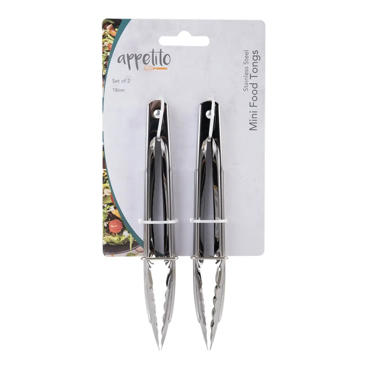 Appetito Stainless Steel Mini Tongs 18cm   Set 2