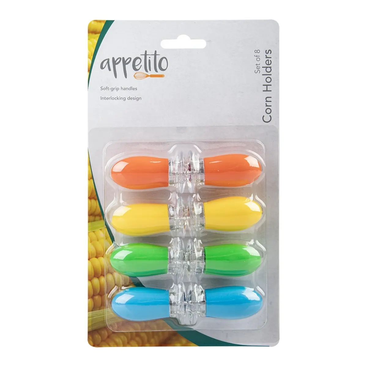 Appetito Soft Grip Corn Holders Set 8   Asst. Colours