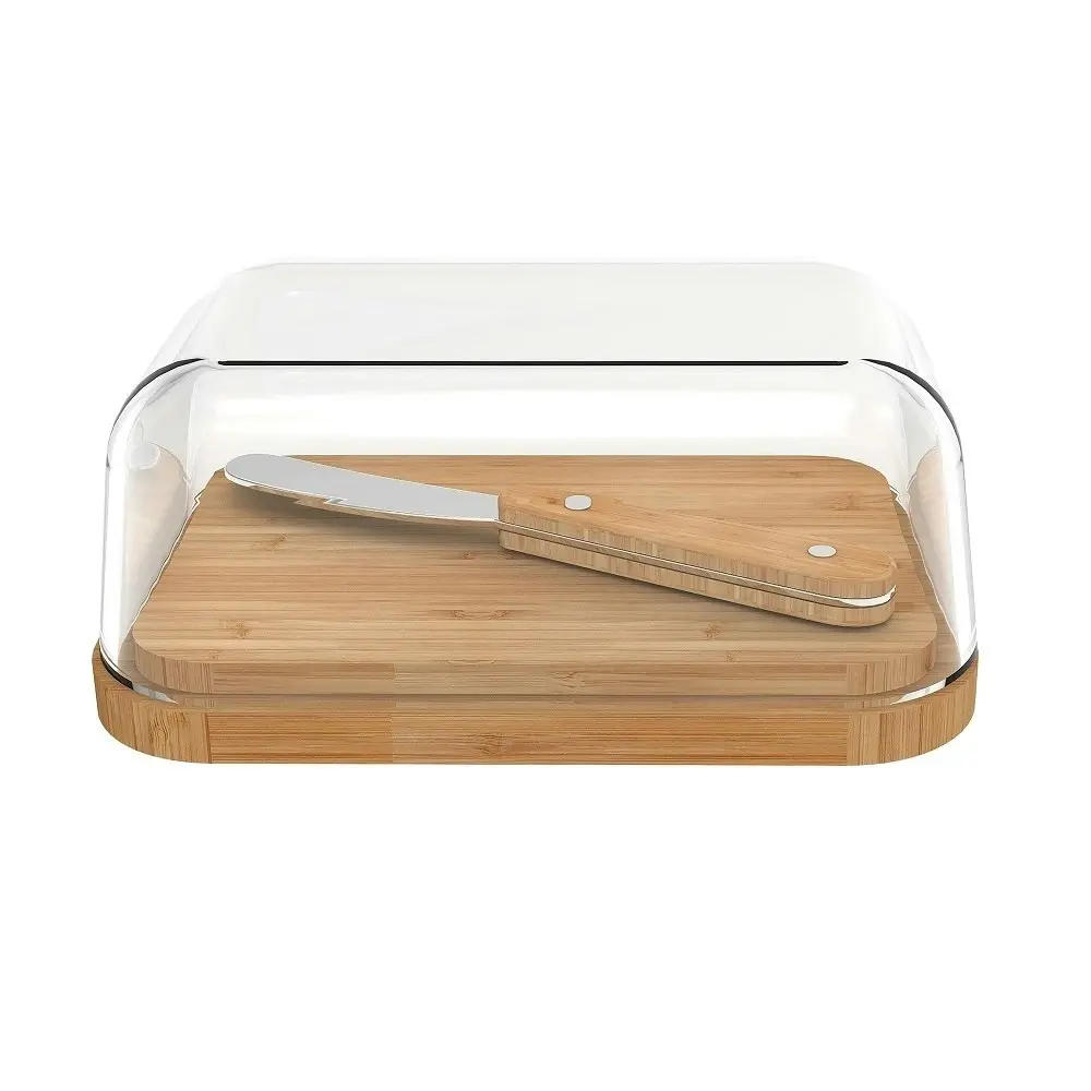 Pebbly Glass Butterdish And Spreader